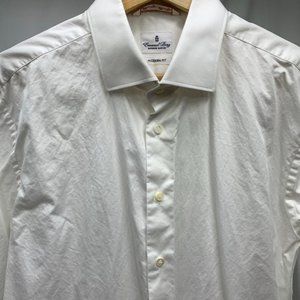 EMANUEL BERG Modern Fit Mr Crown White Superfine Cotton Dress Shirt